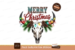 Merry christmas bull skull isolated sublimation png Product Image 1
