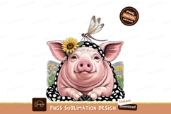 Cute pig with dragonfly sublimation png Product Image 1