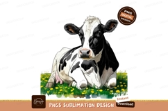 Cow lying in dandelions sublimation png Product Image 1