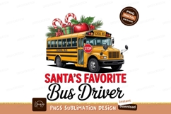 Santas favorite bus driver sublimation png Product Image 1