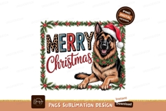Merry christmas german shepherd sublimation png Product Image 1