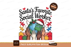 Santa favorite social worker sublimation png Product Image 1