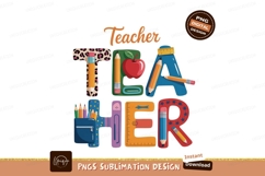 Teacher lettering design sublimation png Product Image 1