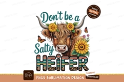 Cow with sunflowers sublimation png Product Image 1
