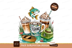 Fishing and coffee illustration sublimation png Product Image 1