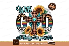 Cross with sunflowers sublimation png Product Image 1
