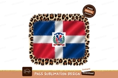 Dominican republic flag with leopard border sublimation png Product Image 1
