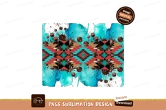 Southwest pattern with watercolor splatter sublimation png Product Image 1