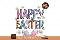 Happy easter bunny daisies sublimation png Product Image 1