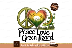 Peace love green lizard sublimation png Product Image 1