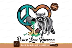Raccoon with peace heart sublimation png Product Image 1