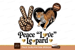 Peace love leopard tiger design sublimation png Product Image 1