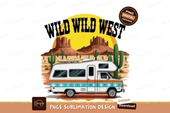 Wild west camper desert cactus sublimation png Product Image 1