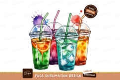 Colorful summer drinks isolated png sublimation png Product Image 1
