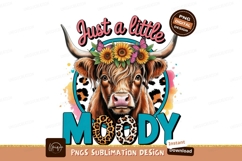 Moody cow with floral crown sublimation png Product Image 1