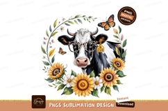 Cow with sunflowers isolated on transparent background Product Image 1