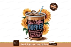 Iced coffee with sunflowers sublimation png Product Image 1