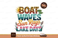 Boat waves sun rays design sublimation png Product Image 1