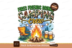Camping friends fires drinks crew sublimation png Product Image 1