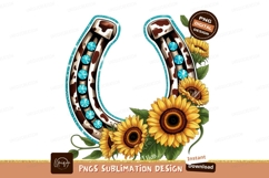 Horseshoe with sunflowers isolated png Product Image 1