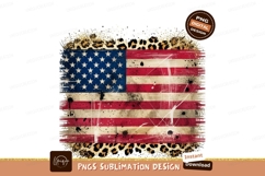 Grunge american flag with leopard border sublimation png Product Image 1