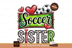Soccer sister with hearts sublimation png Product Image 1