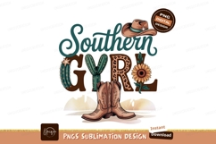 Southern girl with boots sublimation png Product Image 1