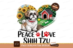 Peace love shih tzu sunflowers sublimation png Product Image 1