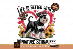 Miniature schnauzer with sunflowers sublimation png Product Image 1