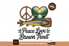 Brown trout with peace symbol sublimation png Product Image 1