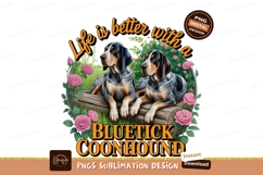 Bluetick coonhounds with roses sublimation png Product Image 1