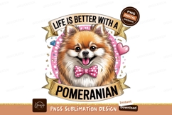 Cute pomeranian with bow sublimation png Product Image 1