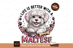 Maltese dog with bone sublimation png Product Image 1