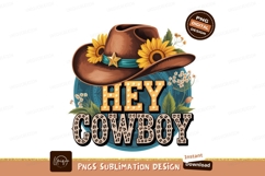 Cowboy hat with sunflowers sublimation png Product Image 1