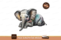 Cute baby elephant with flowers sublimation png Product Image 1