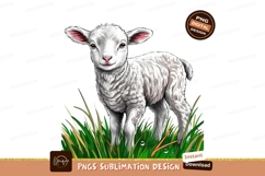 Cute lamb in grass sublimation png Product Image 1