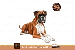 Boxer dog lying down sublimation png Product Image 1