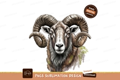 Ram head with large horns sublimation png Product Image 1
