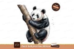 Panda bear climbing tree isolated on transparent background Product Image 1