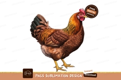 Brown hen standing isolated on transparent background sublim Product Image 1