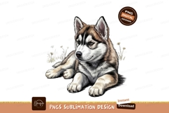 Lying husky puppy isolated sublimation png Product Image 1