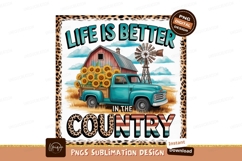 Country life with truck sublimation png Product Image 1