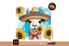 Llama with sombrero and sunflowers sublimation png Product Image 1