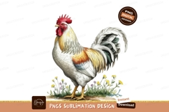 Colorful rooster standing sublimation png Product Image 1