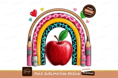 Apple with rainbow pencils sublimation png Product Image 1