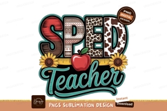 Sped teacher design with apple sublimation png Product Image 1