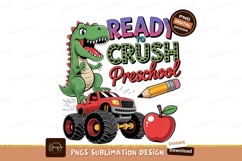 Dinosaur on monster truck sublimation png Product Image 1