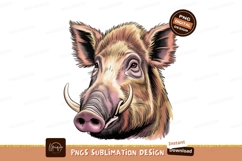 Wild boar head portrait isolated png sublimation png Product Image 1