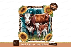 Cow and calf with sunflowers sublimation png Product Image 1