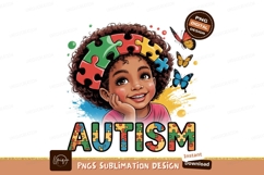 Smiling girl with autism puzzle sublimation png Product Image 1